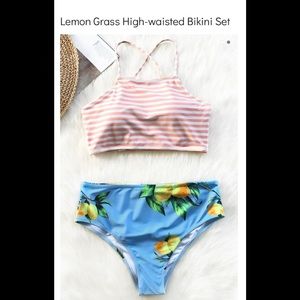 Cupshe Lemon Grass High Waisted Bikini